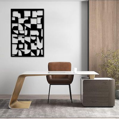 Metal Wall Decor, Geometric Metal Wall Art, Metal Geometric Decor, Geometric Wall Decor Metal, Abstract Wall Decor, Minimalist Wall Art, Modern Geometric Wall Hanging for Home Office (Black, 39"x56"|100x144cm)