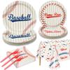 Baseball Party Supplies for 20 Guests - Home Run Plates, Napkins, Forks, Batter Up Tablecloth for Kids Boys Sports Theme Birthday Decorations, Event Game Day Party Decor view 1