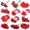 ECYC Ltd 6Pcs/lot Artificial Flower Stamen Pistil Artificial Holly Berries Double Head Mini Stamens Red Faux Flower Stamen Fake Berries for Flower Making Christmas Wreath Decorations DIY Crafts view 3