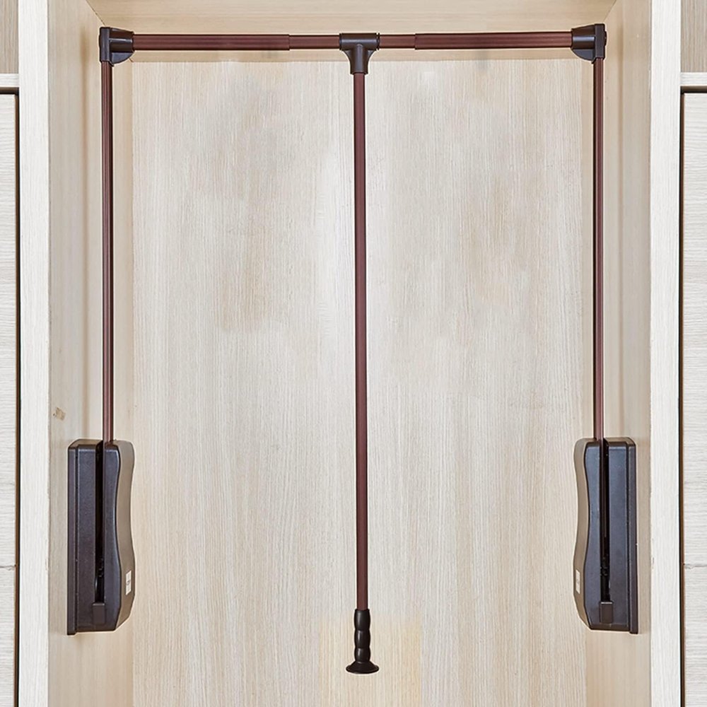 Lift Pull-down Hanger Bar, Wardrobe Hanger With Telescopic Handle And Mounting Hardware, Automatic Rebound, Adjustable Width, 20 Kg Load Capacity (Size : 830-1150mm)