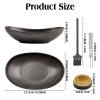 WANDIC Black Flower Arranger Supplies, Ingot Shaped Bowl & 5cm Floral Frog for Ikebana Ceramic Floral Vase for Plant Arranging Floristry Container view 2