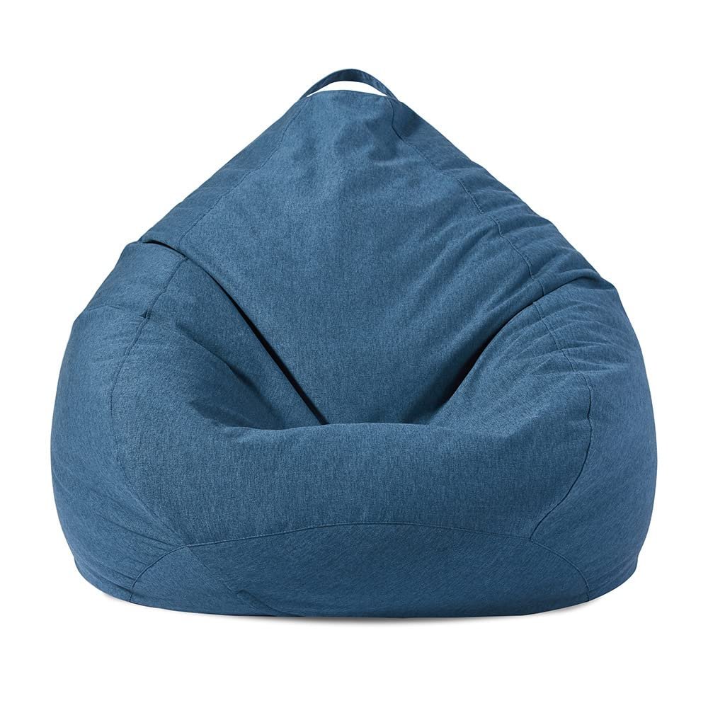 Lukery 3D Solid Color Stuffed Animal Storage Bean Bag Chair Cover for Kids and Adults, Stuffable Beanbag (No Filler) Living Room Washable Bean Bag Lazy Sofa (S/27.6x31.5'',Dark Blue)