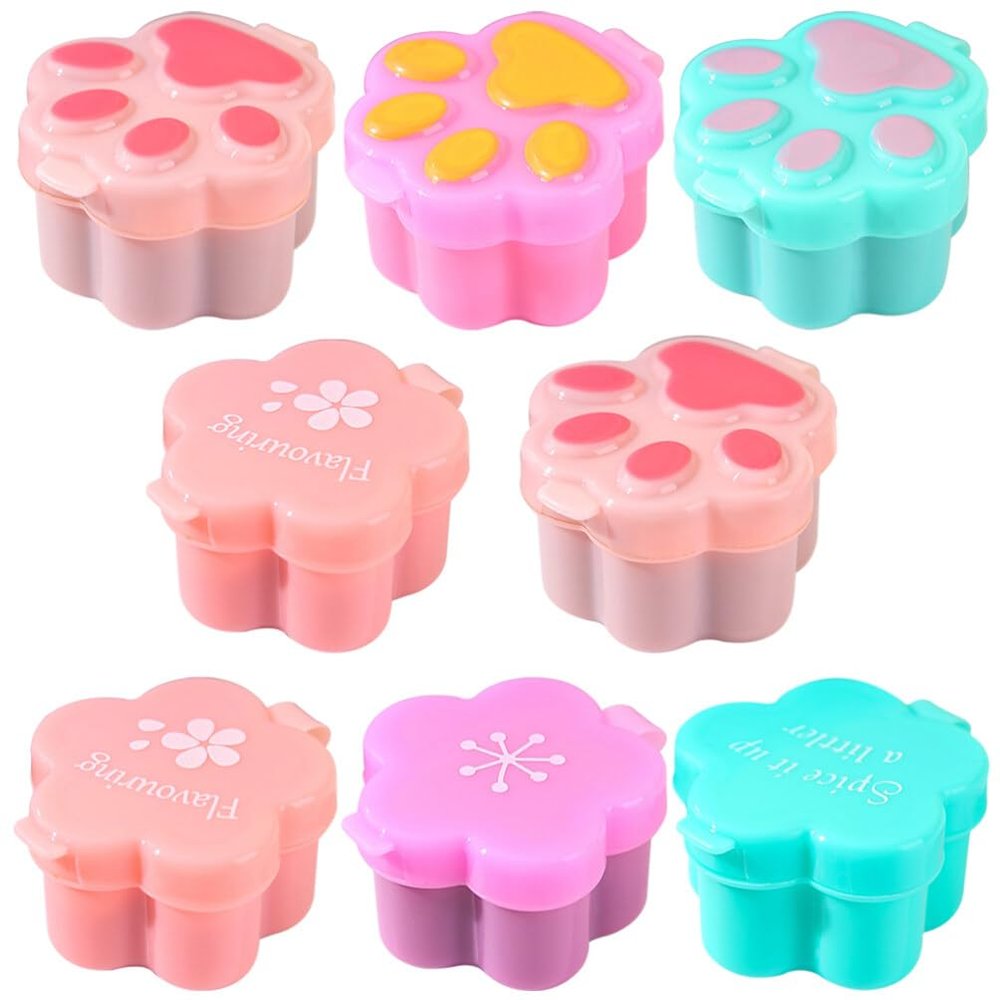 Cabilock 8pcs Tiny Sauce Boxes for Travel Meal Prep Portable Condiment Jars for Ketchup Salad Dressing More for Picnics Lunch Boxes Family Gatherings