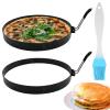2 Packs 6" Pancake Ring Omelette Egg Ring for Frying Egg Non-stick Stainless Steel Round Pancake Mold Rings with Insulated Handle for Griddle Sandwich Eggs English Muffin Pancakes Burger Breakfast view 1