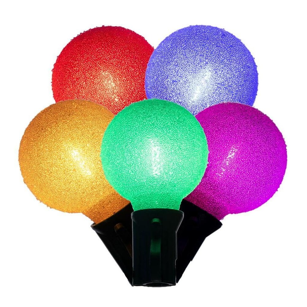Vickerman 735435-12' 0.6 watt 12 volt 12 Light G40 Iced Multicolor Green Wire Christmas Light String Set Light Set (X231200)