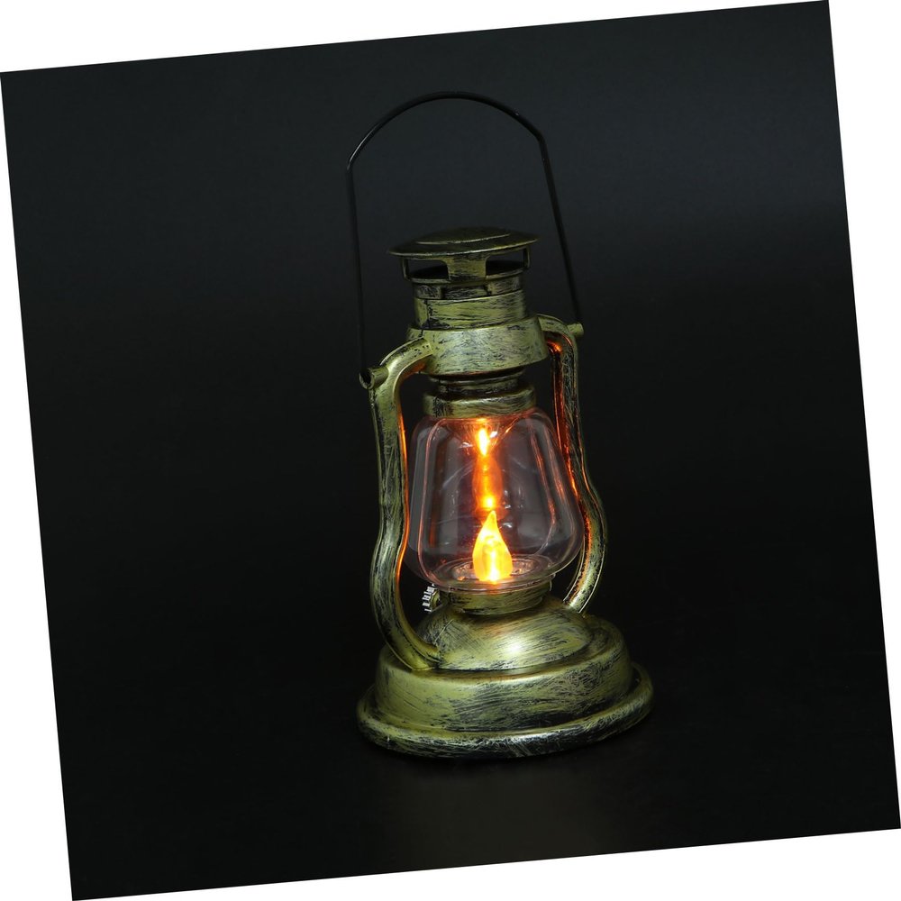 Retro Kerosene Lamp Decorative Night Light with Handle for Tabletops