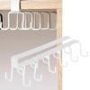 Cups Storage Hooks, Kitchen Utensil Hanging with 6 Hooks, Cup Holder Hanger Hook Rack Holder Under Cabinet Closet Without Drilling Wine Glasses Storage Hooks(White) view 4