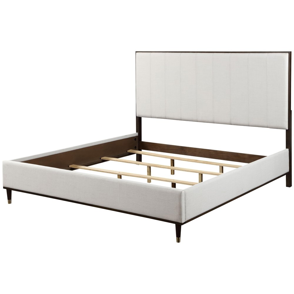 Acme Carena Wooden Bed in Light Gray and White and Brown