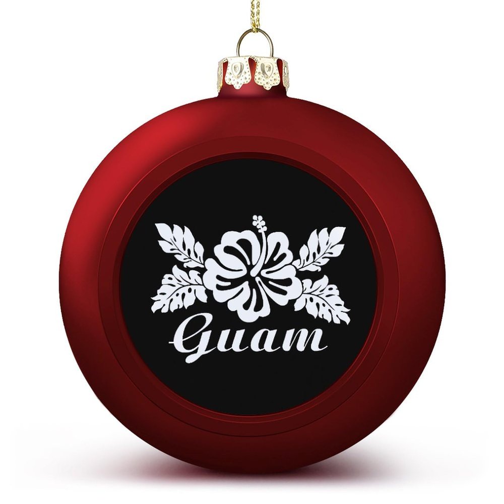Hibiscus Flowers Guam Print Christmas Balls Ornaments Christmas Tree Decorations Hanging Ball for Holiday Wedding Party Decoration