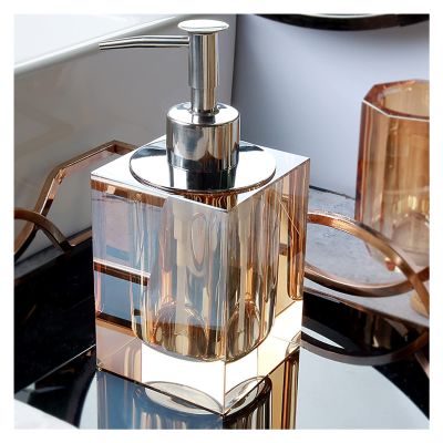 GRFIT Crystal Glass Manual Soap Dispenser, Kitchen & Bathroom Refillable Transparent Dispenser