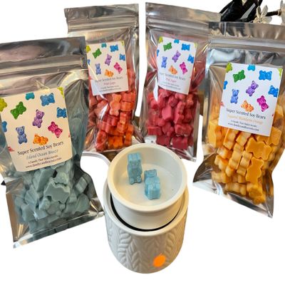Gummy Bear Wax Melts - 4 Oz Bags - Pet Friendly - Strong Scent- Long Lasting - Eco-Friendly - Hand-Poured - Large Gummy Melts - Wax Tarts - Soy (Coconut Mahogany)