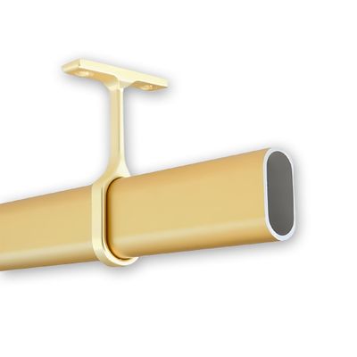 B&B Hardware Oval Wardrobe Closet Rod Kit - 1.3 Mm Thick Welded Aluminum - Matt Brass Finish - 12 To 89 Inches Long