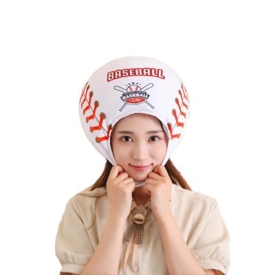 HIPIHOM Plush Sports Headgear Hat Halloween Hat Funny Novelty Toy Photo Props Warm Cosplay Costume Head Accessories for Party Adult(Baseball)