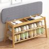 HUHJYUGE Shoe Bench Entryway with Storage, Modern 2-Tier Shoe Rack Bench with Cushion, Stable Shoes Bench Seat Cabinet with Flip Top Easy Assembly, for Hallway Living Room view 2