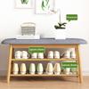 HUHJYUGE Shoe Bench Entryway with Storage, Modern 2-Tier Shoe Rack Bench with Cushion, Stable Shoes Bench Seat Cabinet with Flip Top Easy Assembly, for Hallway Living Room view 4