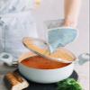 4 Pack Pot Holders, Snowflake Blue Pot Holders for Kitchen with Pockets & Loops Heat Resistant Pot Holder Pad for Cooking Baking Microwave BBQ Winter Christmas Contemporary Gold White view 4