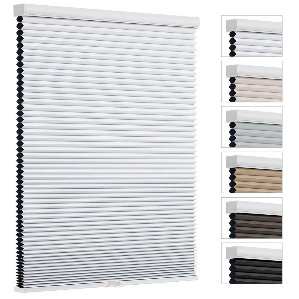 Changshade Cellular Shades Door Window Blinds Cordless Blackout, Honeycomb Blind Accordion Shade Room Darkening Indoor Pleated 1.5" Cell Easy to Install, Shade Size 55.5" Width64" Height, White