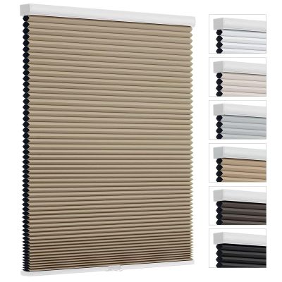 Changshade Cellular Shades Door Window Blinds Cordless Blackout, Honeycomb Blind Accordion Shade Room Darkening Indoor Pleated 1.5" Cell Easy to Install, Shade Size 48" Width64" Height, Brown