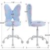 chairus Kids Desk Chair Butterfly Faux Fur Study Chair for Teenage Girls Adjustable Kids Vanity Chair for Bedroom Reading Living Room, Small Cute Student Task Chair with White Foot, Baby Blue view 3