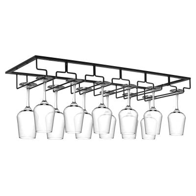 Xverycan Wine Glass Rack Under Cabinet, 6 Row Extreme Large Stemware Hanger, Metal Wine Goblet Holder, DIY Bar Glass Storage Rack for Bar Counter, Kitchen, Screws Included (Black)