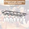 Xverycan Wine Glass Rack Under Cabinet, 6 Row Extreme Large Stemware Hanger, Metal Wine Goblet Holder, DIY Bar Glass Storage Rack for Bar Counter, Kitchen, Screws Included (Black) view 2