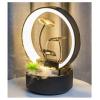 Tabletop Fountain Indoor Desktop Metal Lotus Leaf Desktop Fountain with LED Lamp, Living Room Table Lamp Fortune Running Water Fountain Living Room Office Decoration Housewarming Gift Water Fountain D view 1