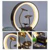 Tabletop Fountain Indoor Desktop Metal Lotus Leaf Desktop Fountain with LED Lamp, Living Room Table Lamp Fortune Running Water Fountain Living Room Office Decoration Housewarming Gift Water Fountain D view 3