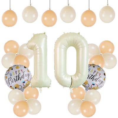 YFHVJTKO 10th Birthday Decorations Party Supplies,26 Pcs 40inch Number 10 White Balloons set,10th Foil Mylar Balloons Latex Balloon Decoration,10th Party Balloons,10th Anniversary Party Decorations