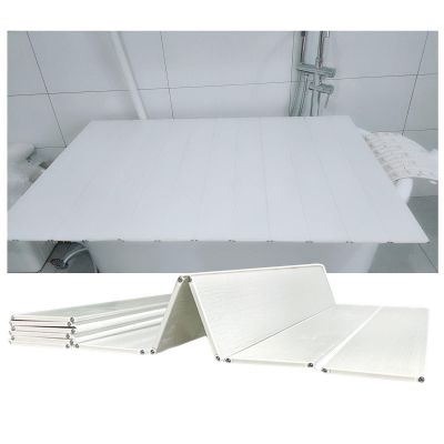 Bathtub Tray Bathtub Caddy Tray Folding Bathtub Cover, 0.6cm Thickness Durable Dust-Proof Board Insulation Cover, PVC Shutter Bath Lid, Length 150/160/170/180cm Multifunctional (Color : White, Size