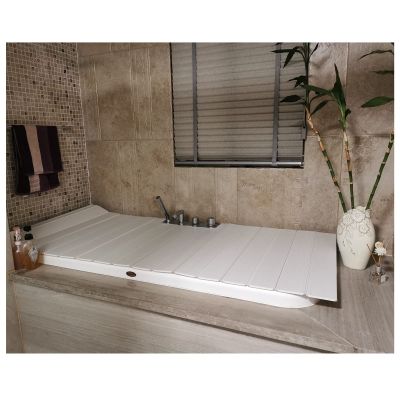Bathtub Tray Multifunction Folding PVC Bathtub Cover, Thicken 0.6CM White Insulation Dust-Proof Board Bath Shelf, Bathtub Tray for Luxury Spa Or Reading Multifunctional (Color : White, Size : 70x150