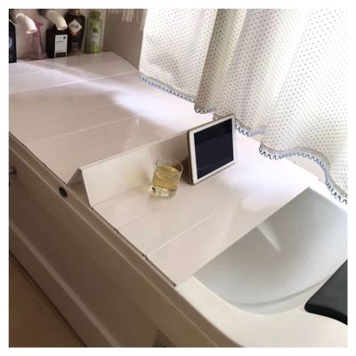 Bathtub Tray Bathtub Cover Bathtub Tray, 0.6cm Thickness Multifunction Folding Insulation Dust-Proof Board Bath Shelf, Shutter Bath Lid for Luxury Spa Or Reading Multifunctional (Color : White, Size