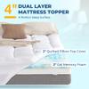 SINWEEK Dual Layer 4 Inch Memory Foam Mattress Topper, Twin XL Size, 2 Inch Cooling Gel 5-Zone Memory Foam Plus 2 Inch Extra Thick Pillowtop Cover, Pressure Relieve Soft Mattress Pad,Light Blue view 2