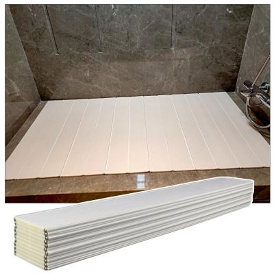 Bathtub Tray Folding Bathtub Cover Bath Tub Caddy Tray, PVC Dust-Proof Board Insulation Cover, 0.6cm Thickness Multifunction Bath Tub Accessories, Customizable Length Multifunctional (Color : White,
