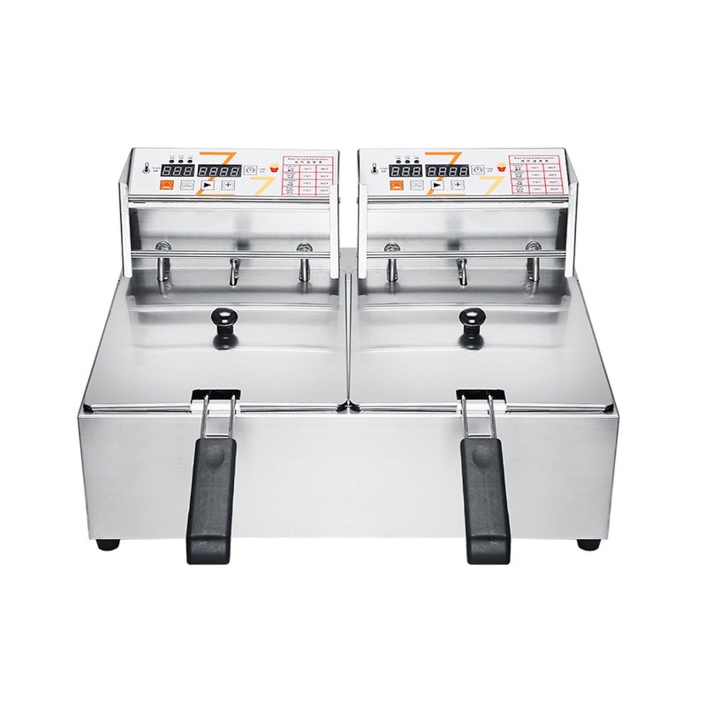 5000W Commercial Electric Deep Fryer With 2 X 6L Removable Baskets, Overheat Protection For Frying Chips, Fish, Chicken Fingersdoughnuts, Fritters,