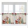 2 Piece Tier Curtains for Windows Xmas Poinsettia and Pine Tree Lovely Cat Winter Holiday Snowflake Kitchen Curtains Set Semi Sheer Rod Pocket Small Window Curtains for Bathroom Bedroom 27.5"x36" view 1