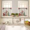 2 Piece Tier Curtains for Windows Xmas Poinsettia and Pine Tree Lovely Cat Winter Holiday Snowflake Kitchen Curtains Set Semi Sheer Rod Pocket Small Window Curtains for Bathroom Bedroom 27.5"x36" view 2