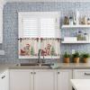 2 Piece Tier Curtains for Windows Xmas Poinsettia and Pine Tree Lovely Cat Winter Holiday Snowflake Kitchen Curtains Set Semi Sheer Rod Pocket Small Window Curtains for Bathroom Bedroom 27.5"x36" view 3
