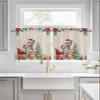 2 Piece Tier Curtains for Windows Xmas Poinsettia and Pine Tree Lovely Cat Winter Holiday Snowflake Kitchen Curtains Set Semi Sheer Rod Pocket Small Window Curtains for Bathroom Bedroom 27.5"x36" view 4