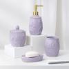 AOPPLSOT Soap Dispenser Set Blue, Bathroom Accessories Set Made of Ceramic, Soap Dish and Toothbrush Cup Set for Bathroom and Guest Toilet,Purple view 2