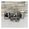 AOPPLSOT 4 Piece Ceramic Set, with soap, Lotion Dispenser, mouthwash Cup, soap Dish, Home Bathroom Decoration, Bathroom Accessory Set, Silver,Silver view 1