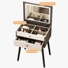 ZUMAHA Stylish Multifunctional Vanity Desk, Vanity Set with Upholstered Makeup Stool for Girls Women, Dressing Table with Convenient Flip-Top Mirror Elegant view 3