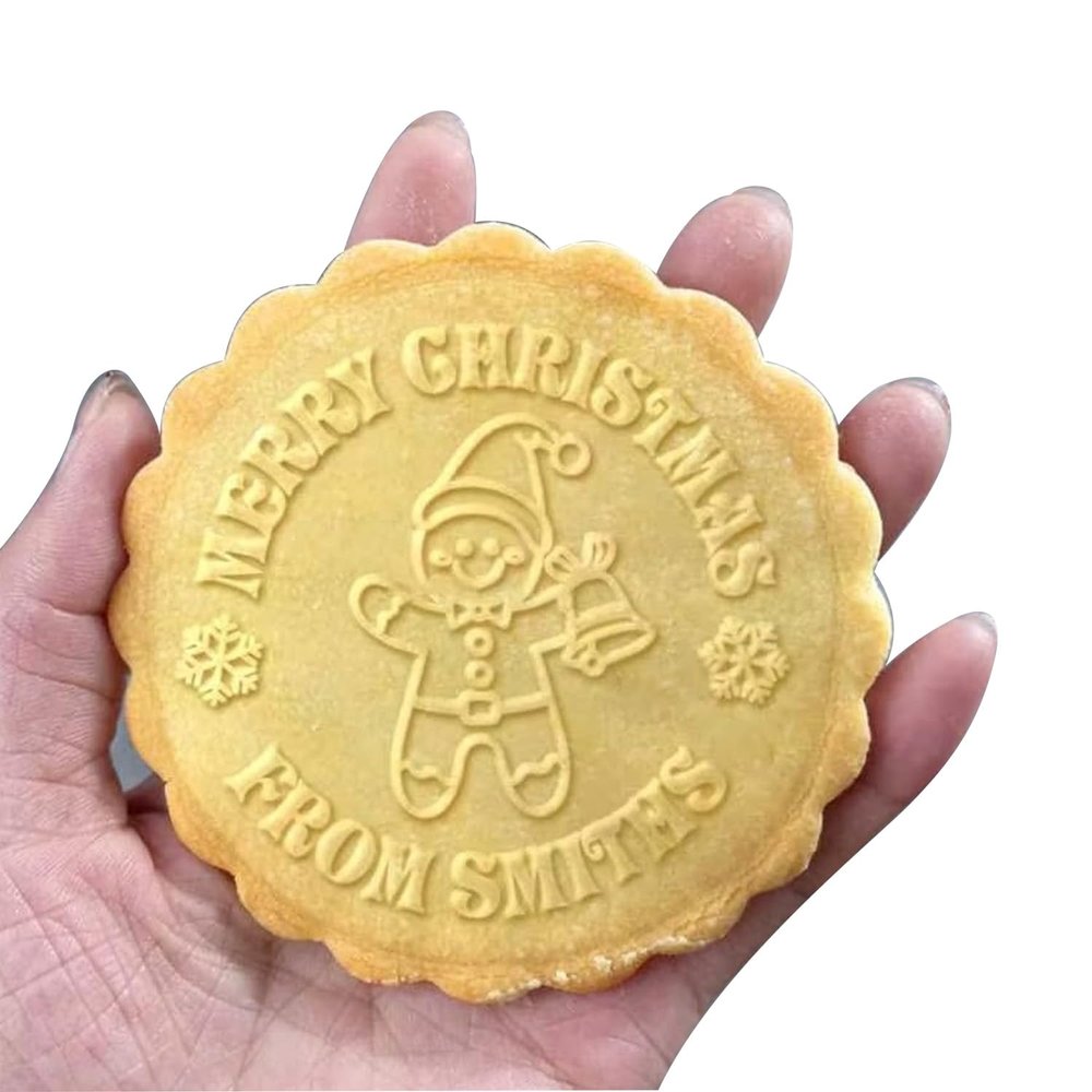 2025 Personalized Christmas Cookie Stamp Custom Name 3D Embossed Cookie Mold An Excellent Tool for Baking Enthusiasts (Design C)