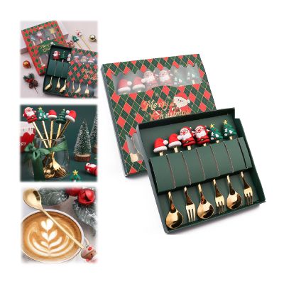 2024 New Christmas Cutlery Set, Stainless Steel Christmas Tea Spoons and Forks Set, Ideal Gift for Kids and Friends (N-3 Spoons 3 Forks)