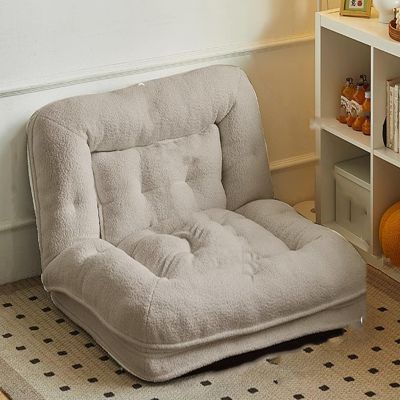 ESRADA Lazy Sofa Bed Adjustable Floor Sofa,Convertible Sofa Sleeper with 2 Lumbar Pillows,Modern Soft Sherpa Sofa Bed with Removable Cover for Living Room/Apartment/Dorm Grey-Small
