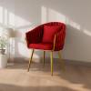 CCFAME Luxury Handmade Accent Chair with Gold Legs, Linen Chair for Living Room and Bedroom, Accent Chair, Rad view 2
