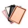 Qianly Vanity Tray Nail Art Desktop Tools Tray Stainless Steel Modern Jewelry Tray Decorative Tray for Living Room Counter, Black view 2
