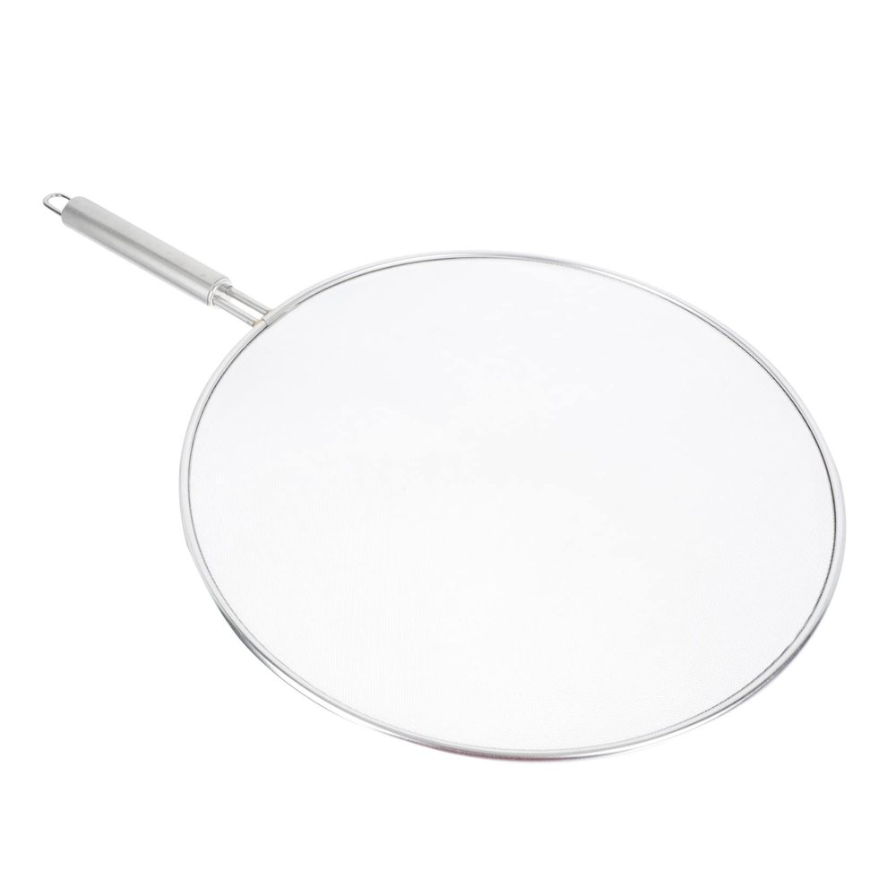 BIUDECO 1pc Stainless Steel Pot Oil Screen Grease Catcher Cooking Oil Filter Pan Splatter Guard Easy Clean Long Handle Frying Pan