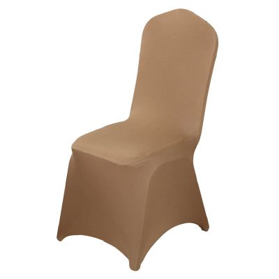 Balsa Circle 6 pcs Taupe Spandex Stretchable Banquet Chair Slipcovers Removable Seat Protector Washable Party Wedding Supplies Reception Supplies