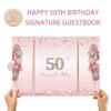 DARUNAXY Rose Gold 50th Birthday Party Decorations, Happy 50th Birthday Alternative Signature Guest Book for Women Pink Cheers to 50 Years Old Gifts 50 Birthday Signing Card Board Party Supplies view 2
