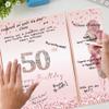 DARUNAXY Rose Gold 50th Birthday Party Decorations, Happy 50th Birthday Alternative Signature Guest Book for Women Pink Cheers to 50 Years Old Gifts 50 Birthday Signing Card Board Party Supplies view 4